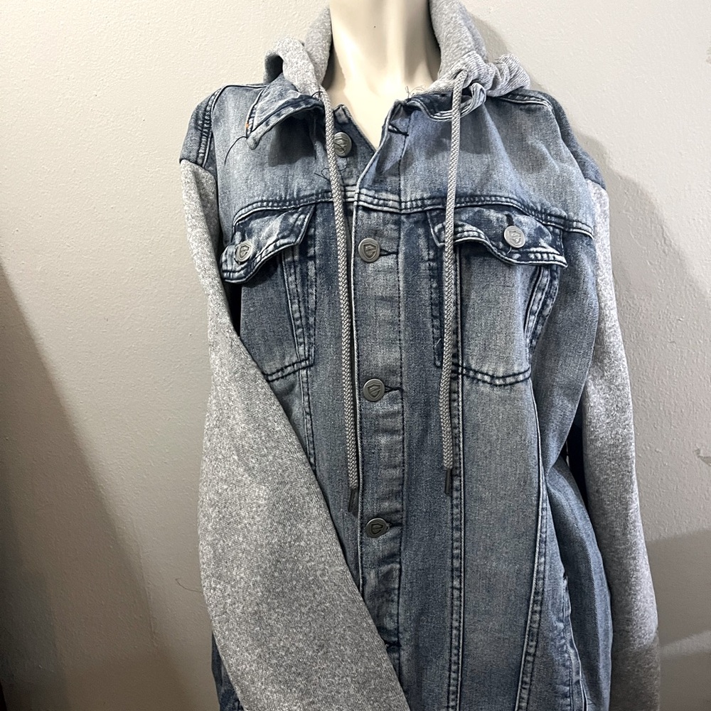 Encrypted Supply Company Hoodie Blue Jean Jacket